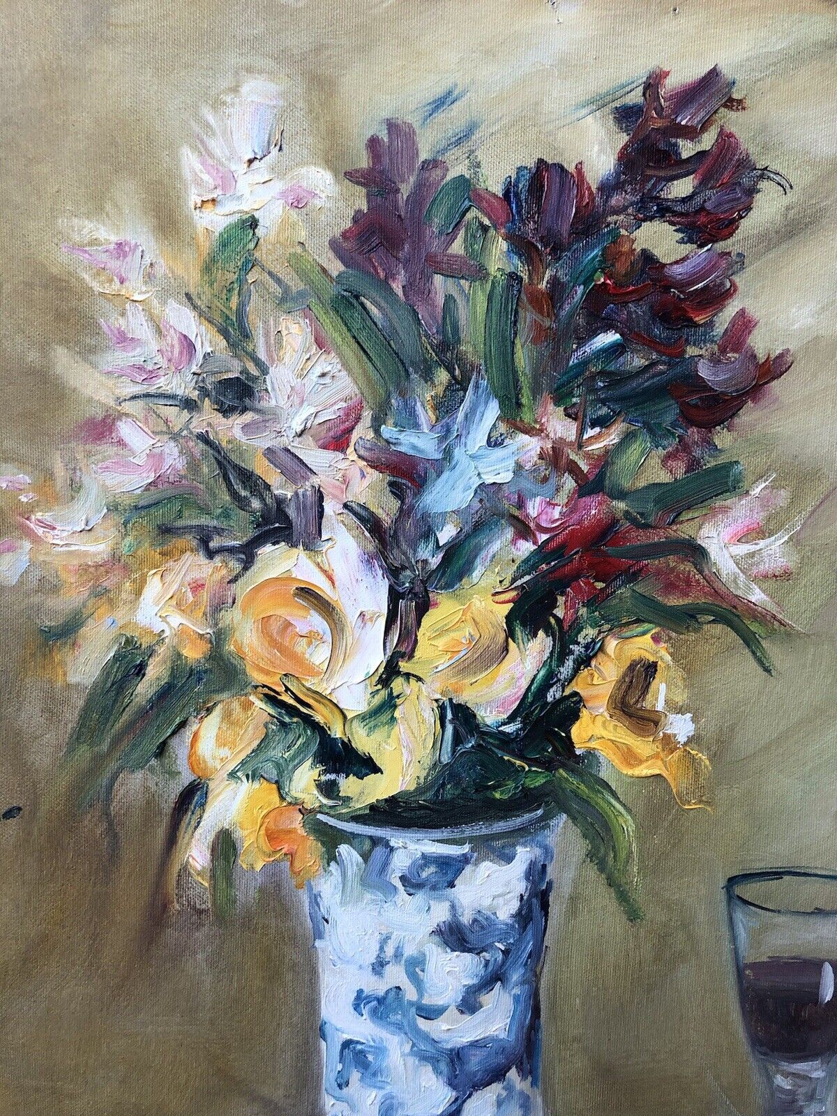 Quadro vintage -Vaso Con Fiori- dipinto a olio su tela
