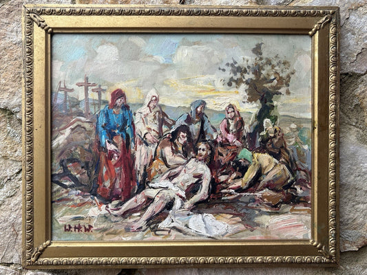 Quadro -Scena Religiosa- Wilken’s Hans Desiderio- dipinto a olio su tavoletta