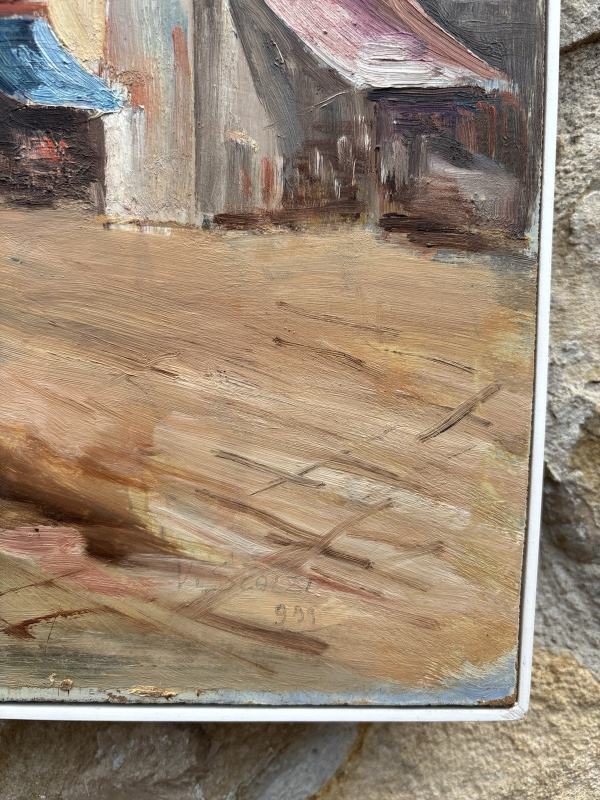 Quadro -Strada Con Campanile- dipinto a olio