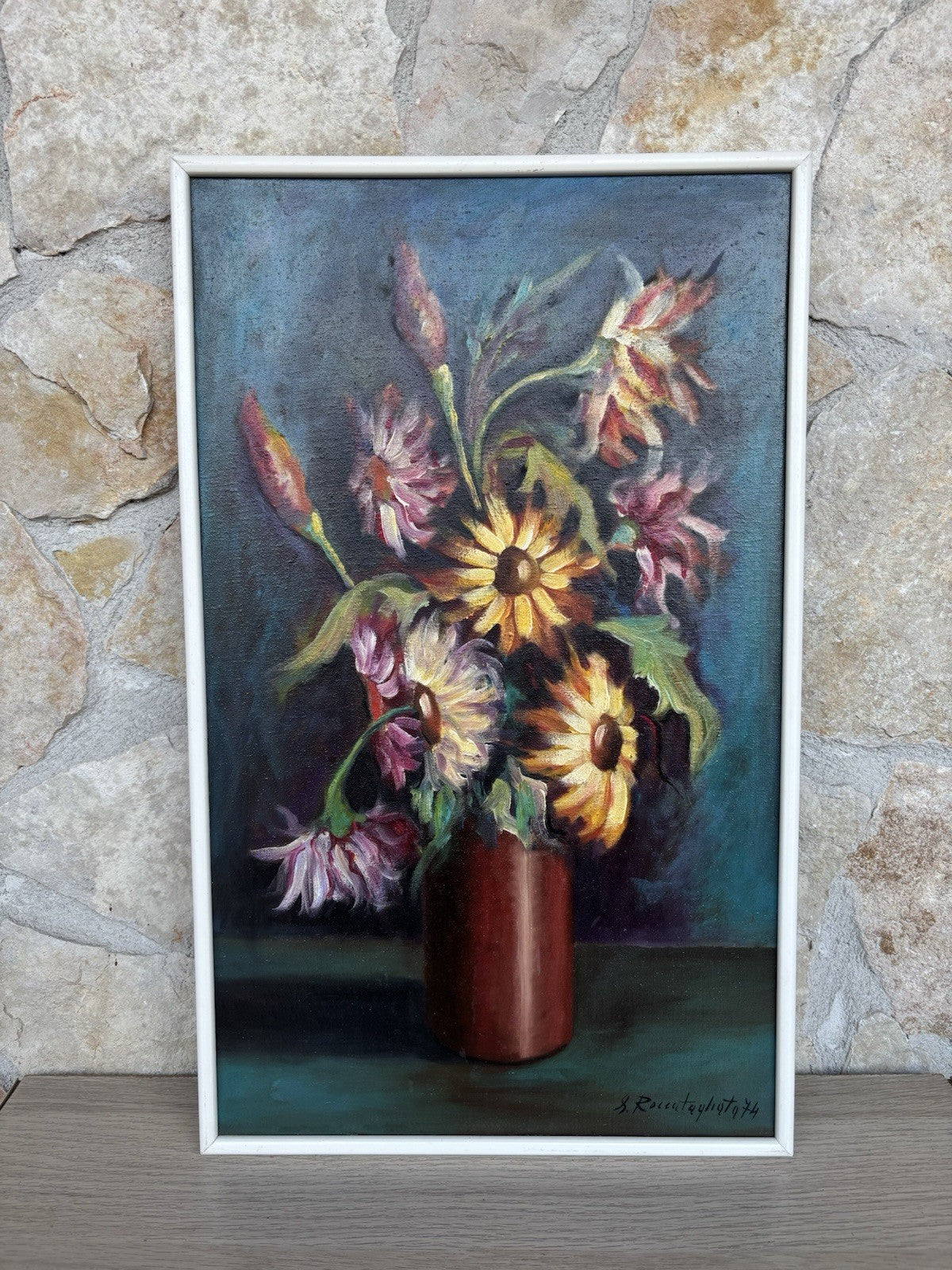 Quadro -Vaso Con Fiori- dipinto a olio su tela