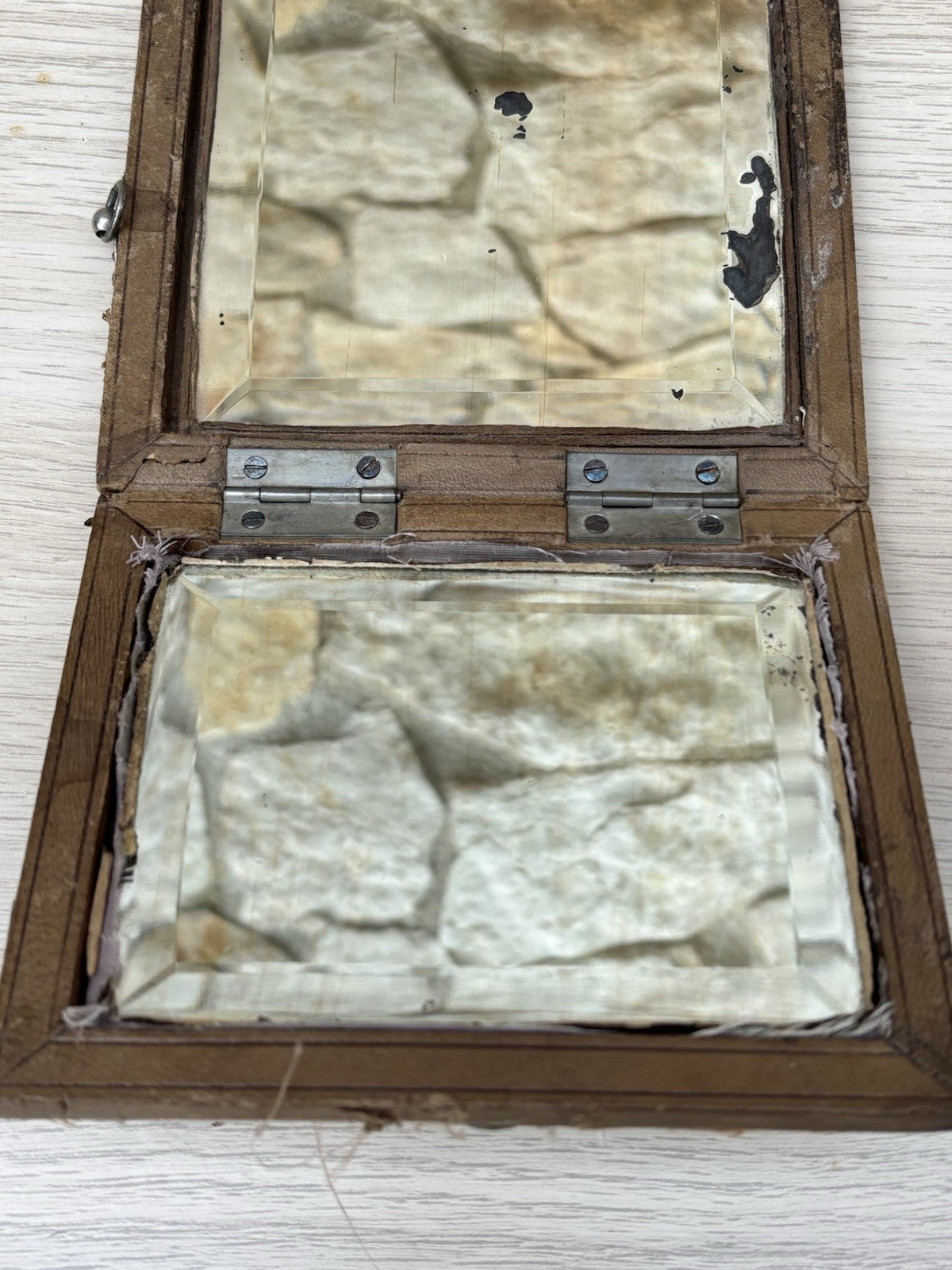 Specchio Trittico Da Barbiere Vintage In Legno Con Vetro Molato