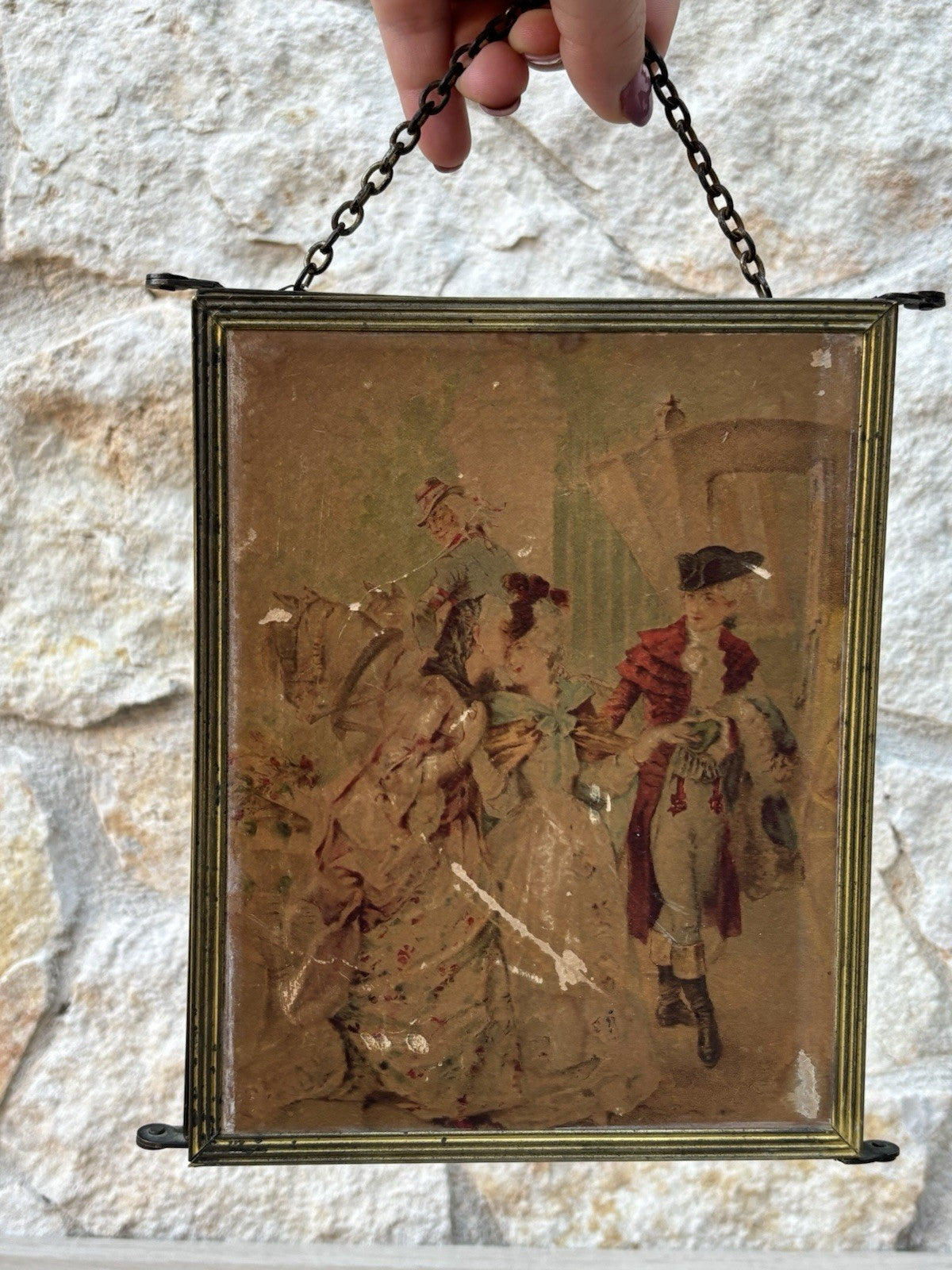 Specchio Trittico Da Barbiere Vintage In Metallo Ottone