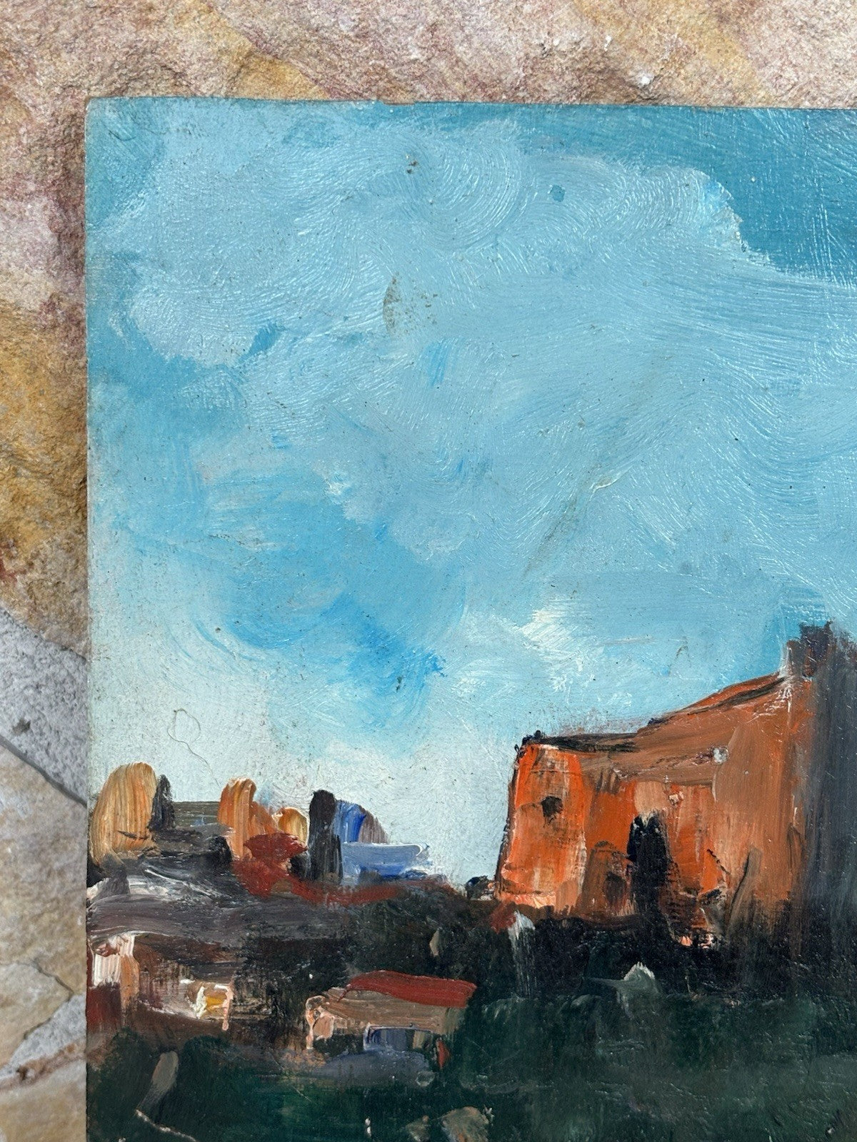 Quadro -Paesaggio Con Case- Giovanni Pane dipinto a olio