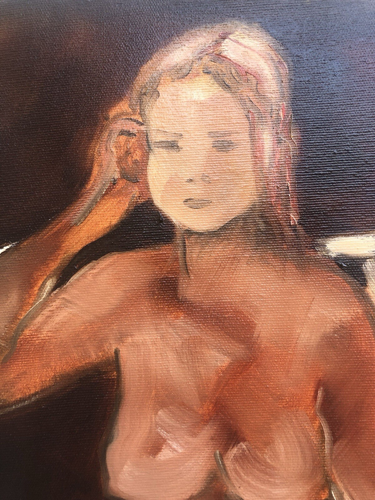 Quadro vintage -Nello Studio, La Modella- dipinto a olio su tela