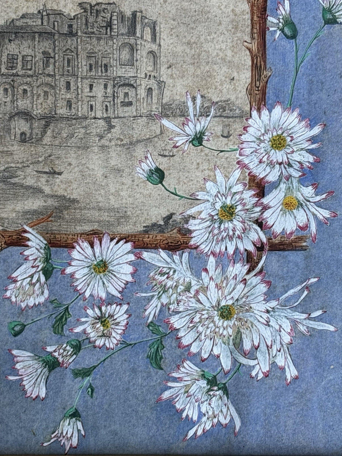 Quadro antico -Palazzo Donn’Anna- realizzato a tecnica mista