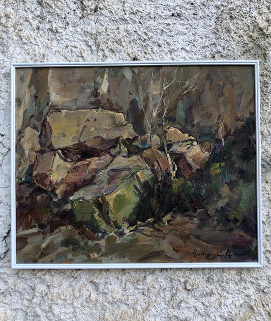 Quadro vintage -Paesaggio Montuoso- dipinto a olio su tavoletta