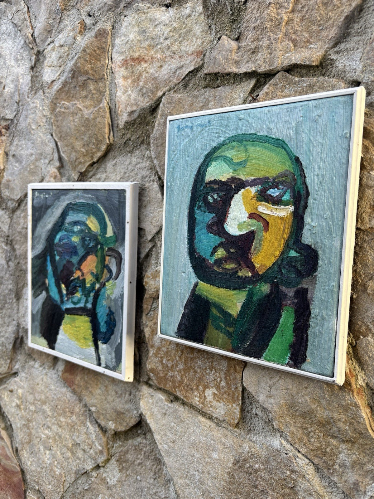 Coppia di quadri -Figure Astratte- Mario Sangiovanni dipinti ad olio