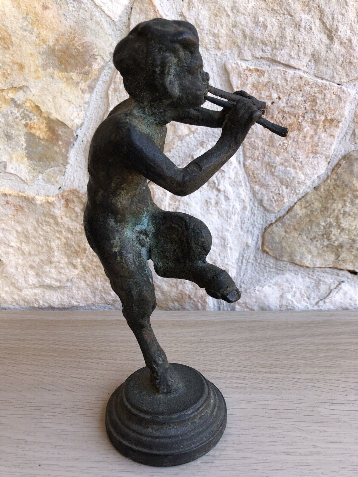 Scultura Vintage In Bronzo -Fauno Con Piffero