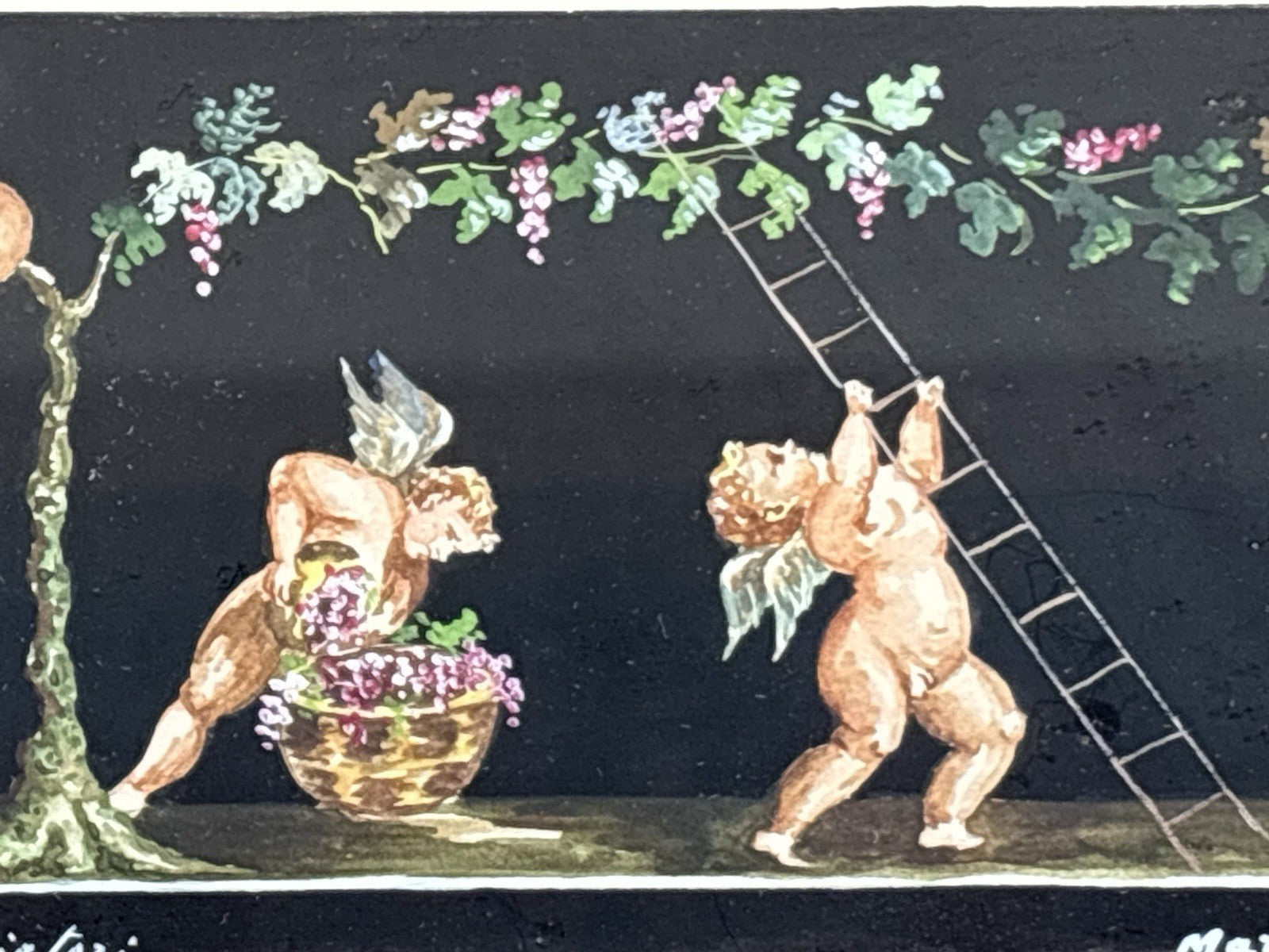 Coppia Di Quadri Vintage- Amorini- Gouache Dipinti A Mano