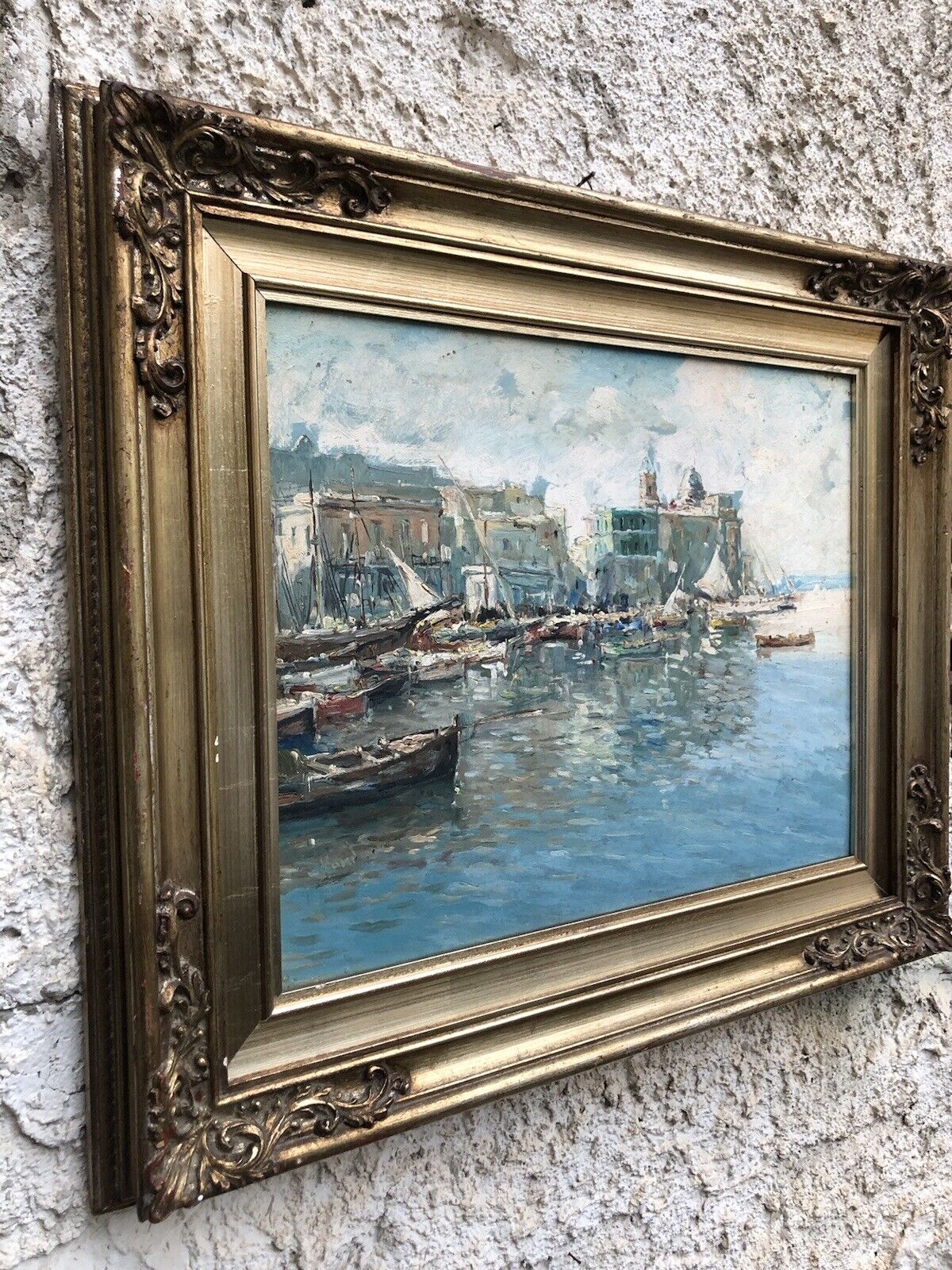 Quadro vintage -Porto Di Pozzuoli- dipinto a olio