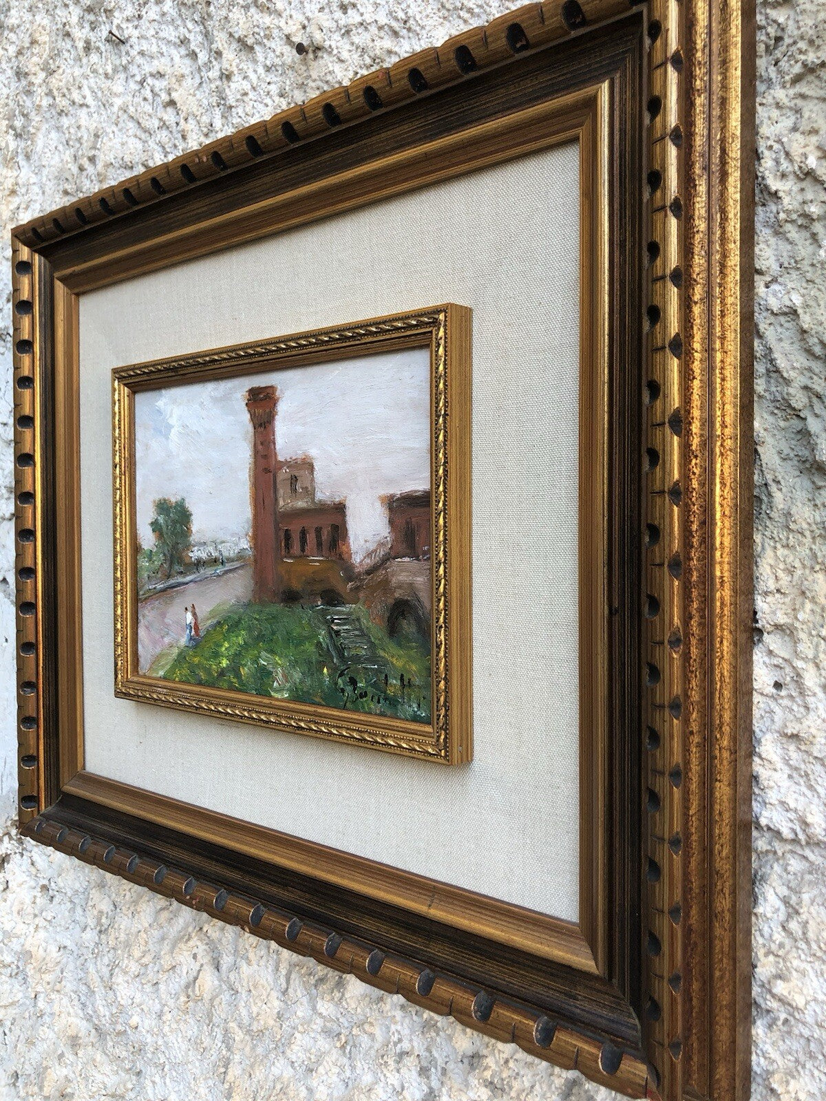 Quadro vintage -Parco Della Cittadella, Pisa- dipinto a olio su tavoletta