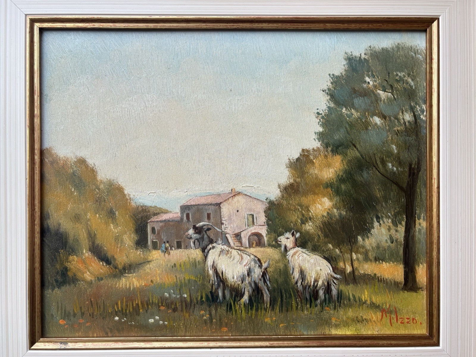Quadro -Paesaggio Con Capre- Maria Izzo- dipinto a olio