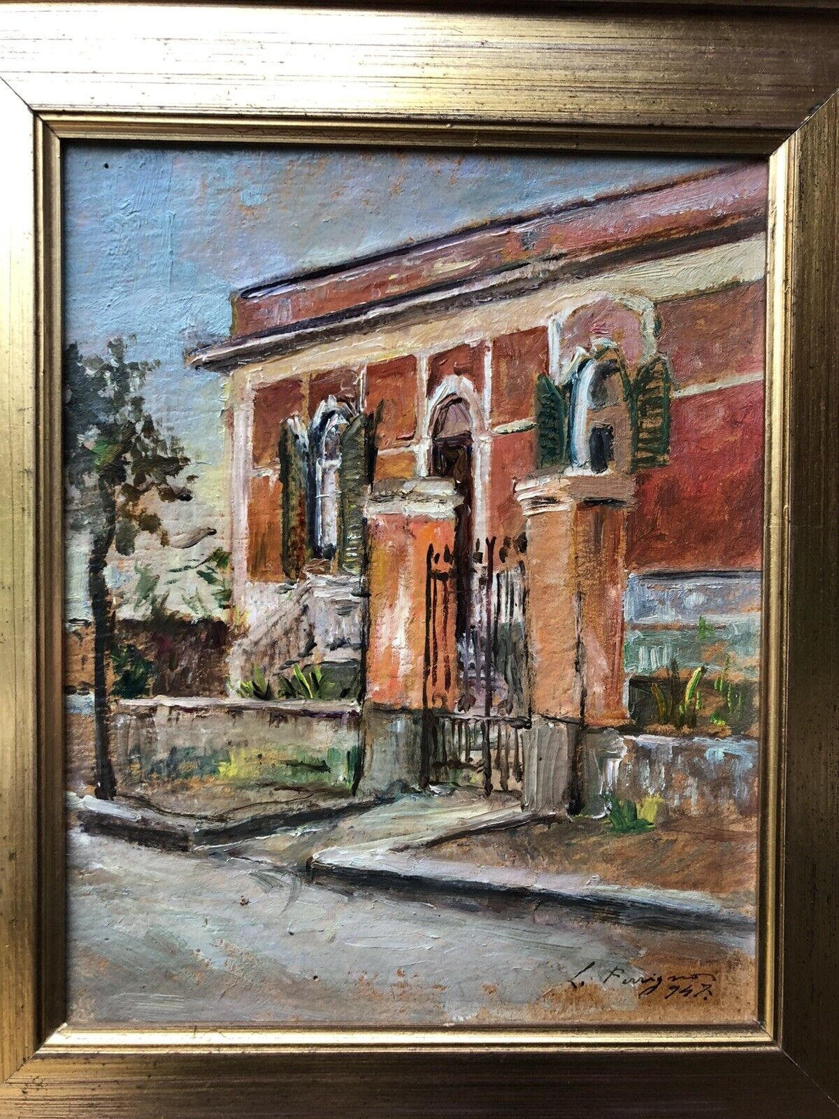 Quadro -Villa- dipinto a olio su cartoncino