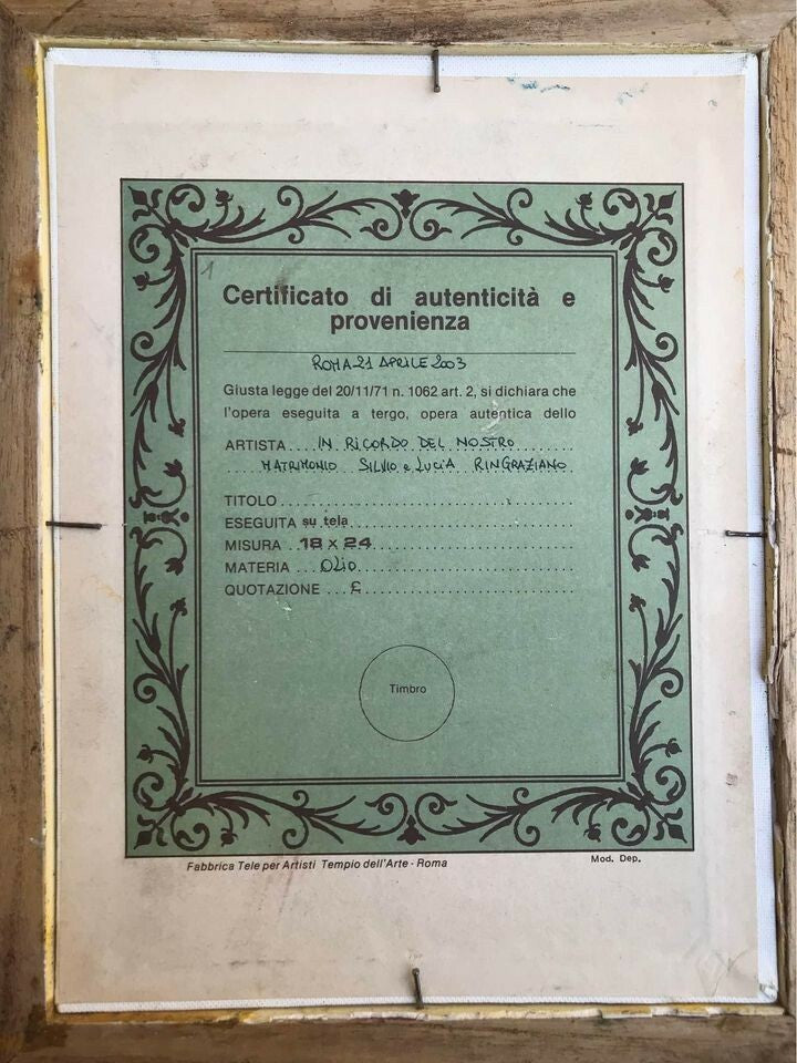 Quadro vintage dipinto a olio su cartoncino telato