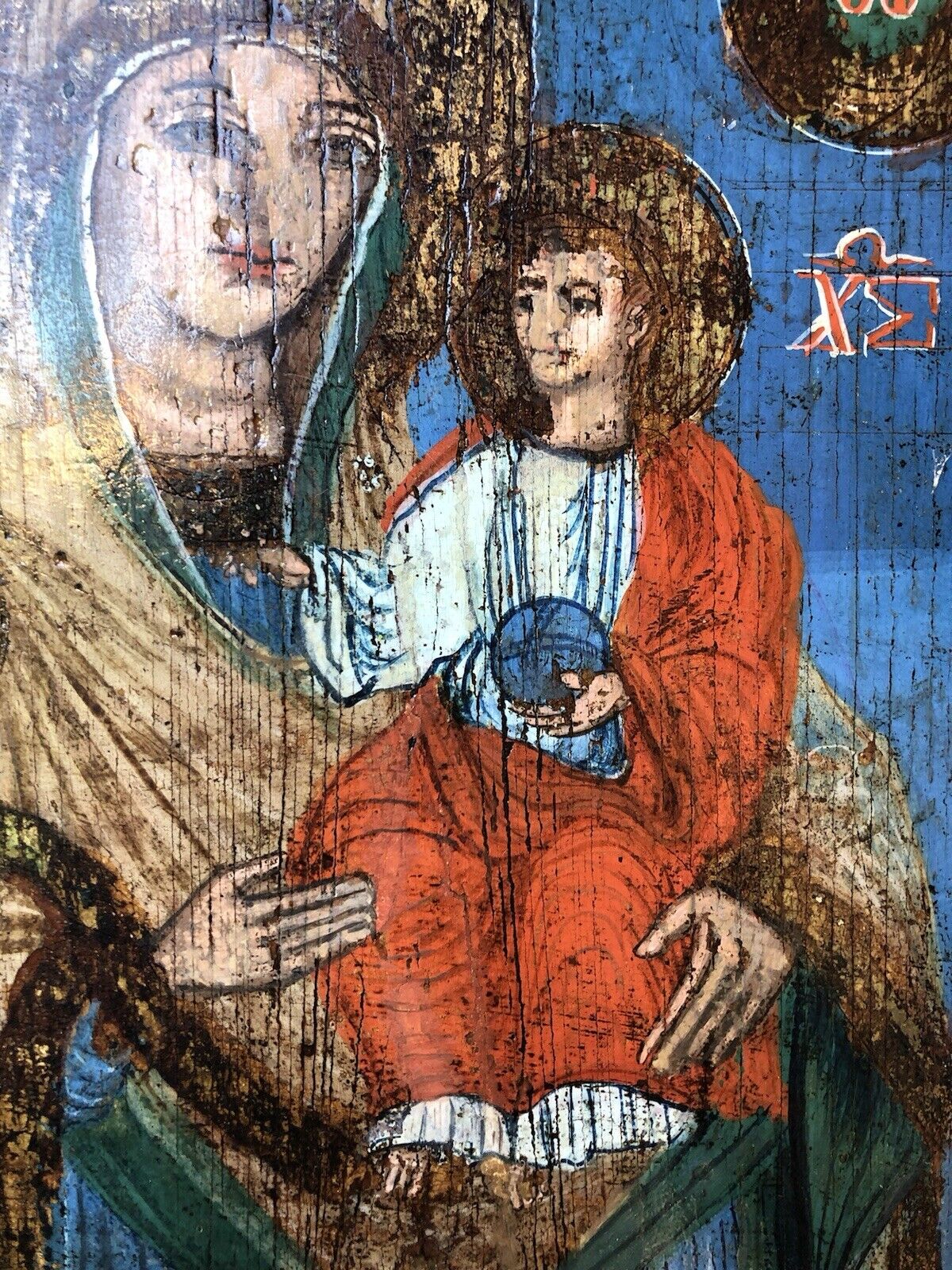 Icona Religiosa Antica Dipinta Su Legno