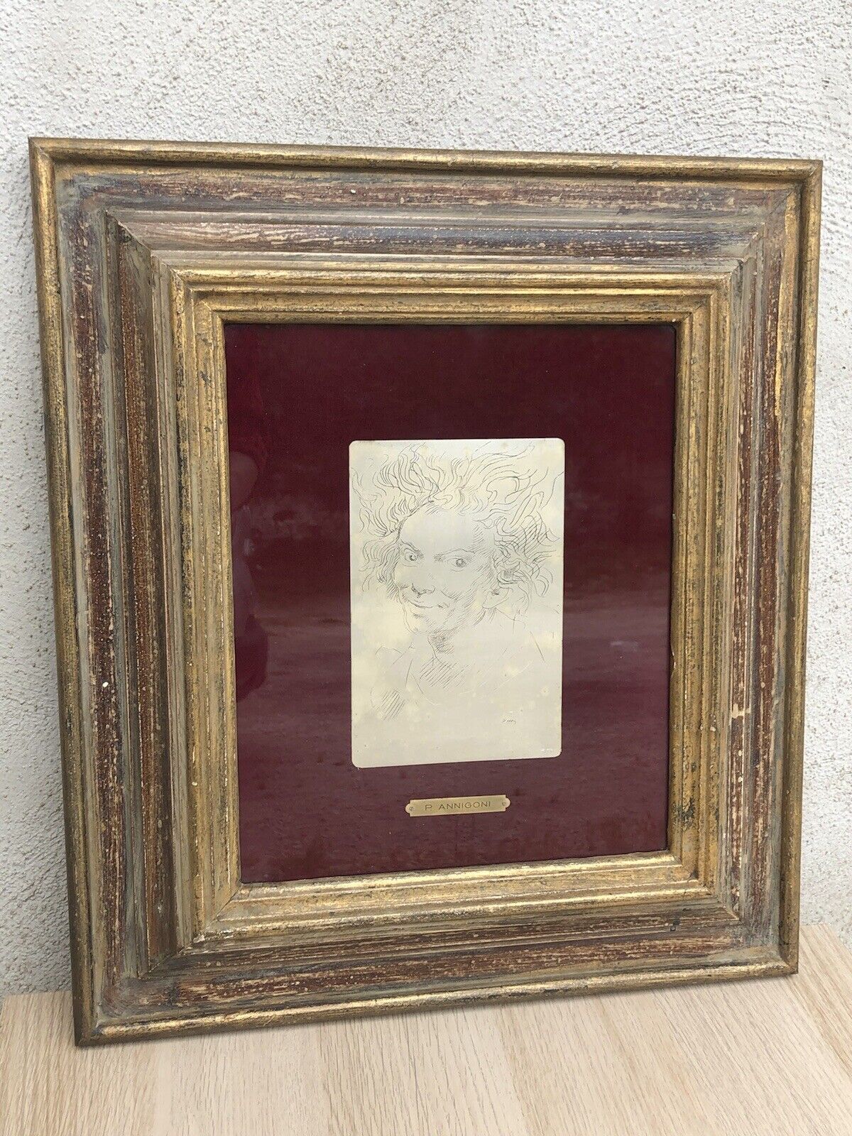 Quadro Vintage, Incisione Serigrafia Su Lastra In Argento 925 Pietro Annigoni