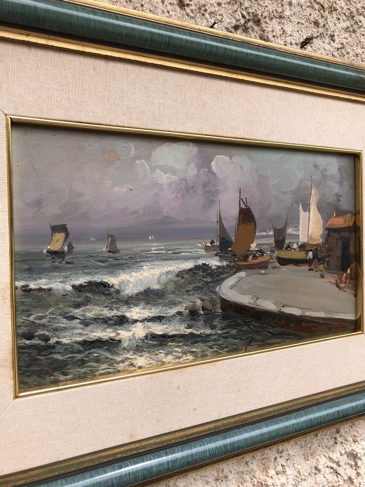 Quadro vintage -Marina- dipinto a olio su tavola