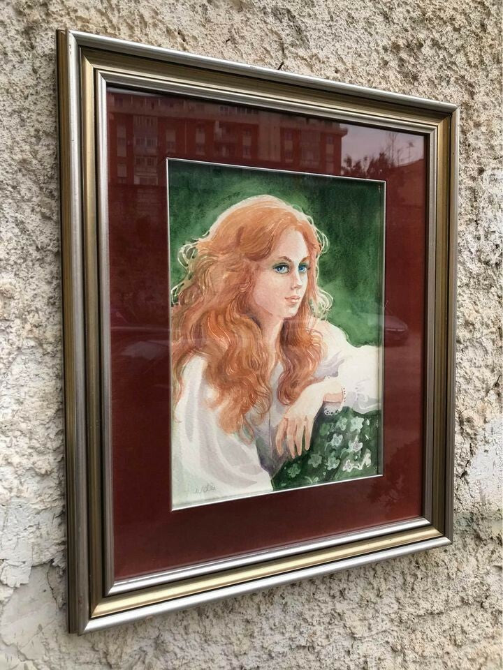 Quadro vintage realizzato a acquerello su cartoncino