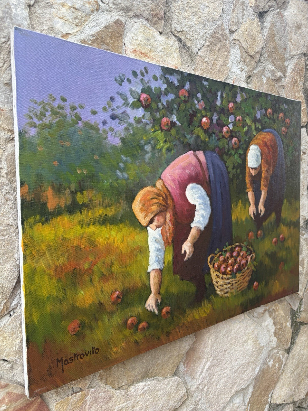 Quadro -La Raccolta- Adolfo Mastrovito dipinto a olio su tela