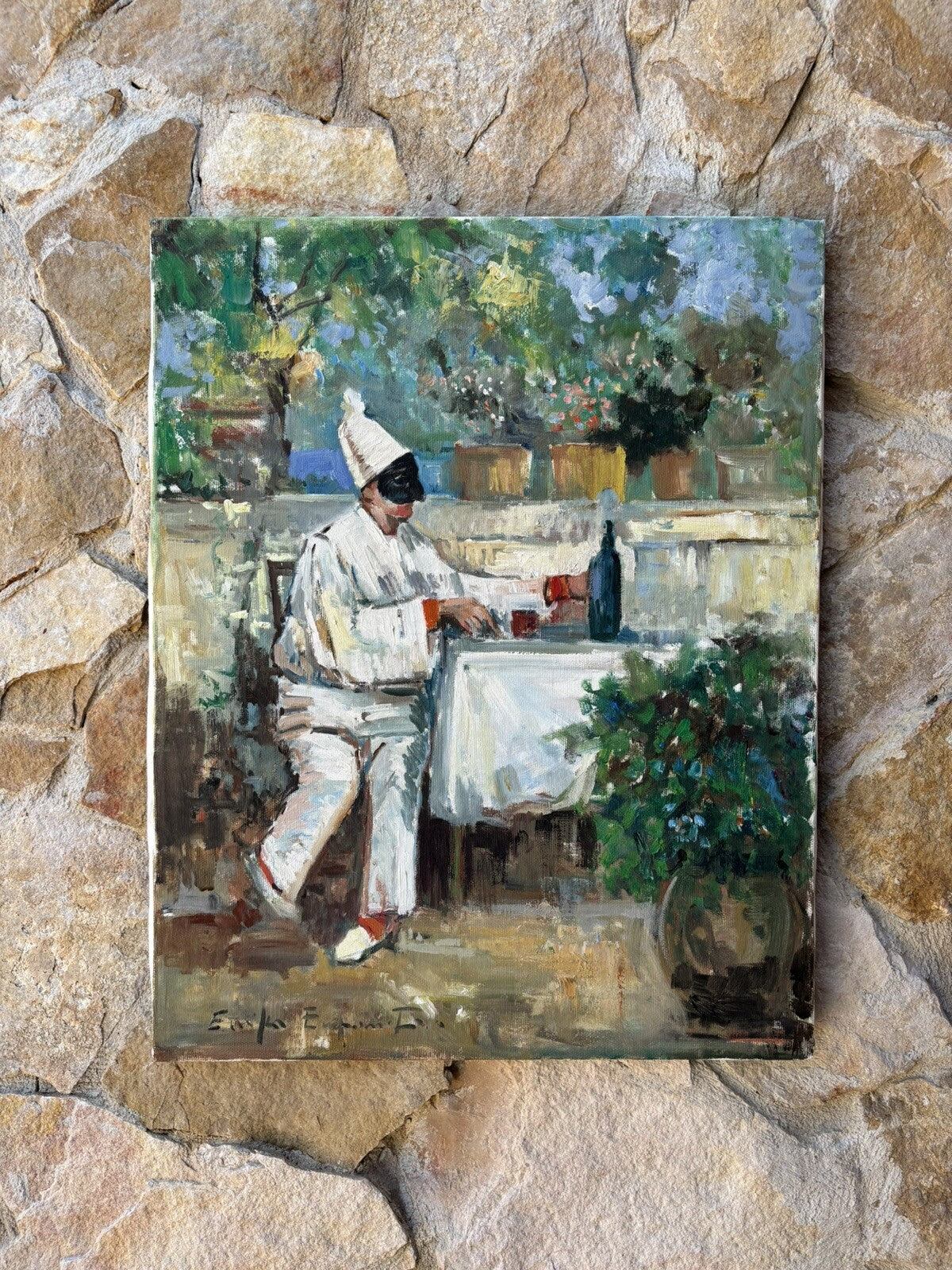 Quadro vintage -Pulcinella- dipinto a olio su tela