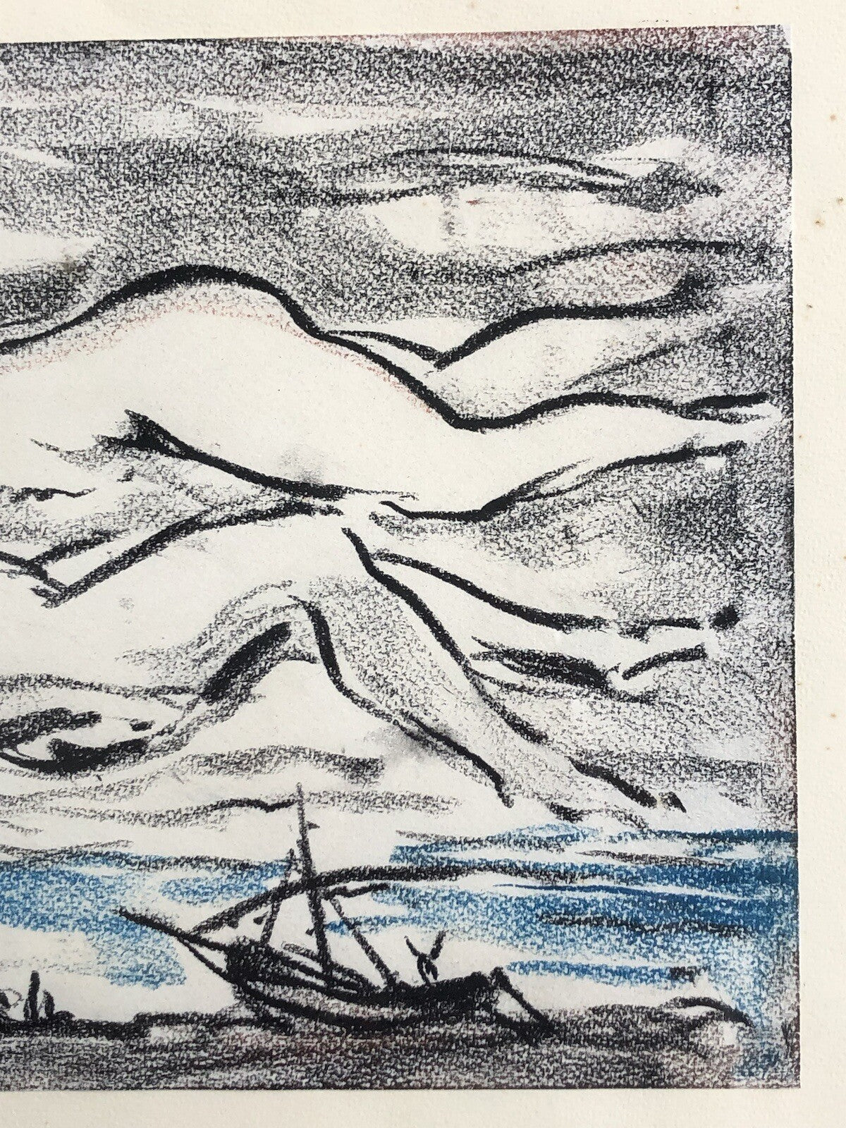 Quadro vintage -Paesaggio Con Figure- dipinto a tecnica Mista