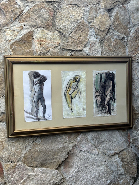 Quadro -Nudi Di Donna- Fienga realizzati a tecnica mista su carta