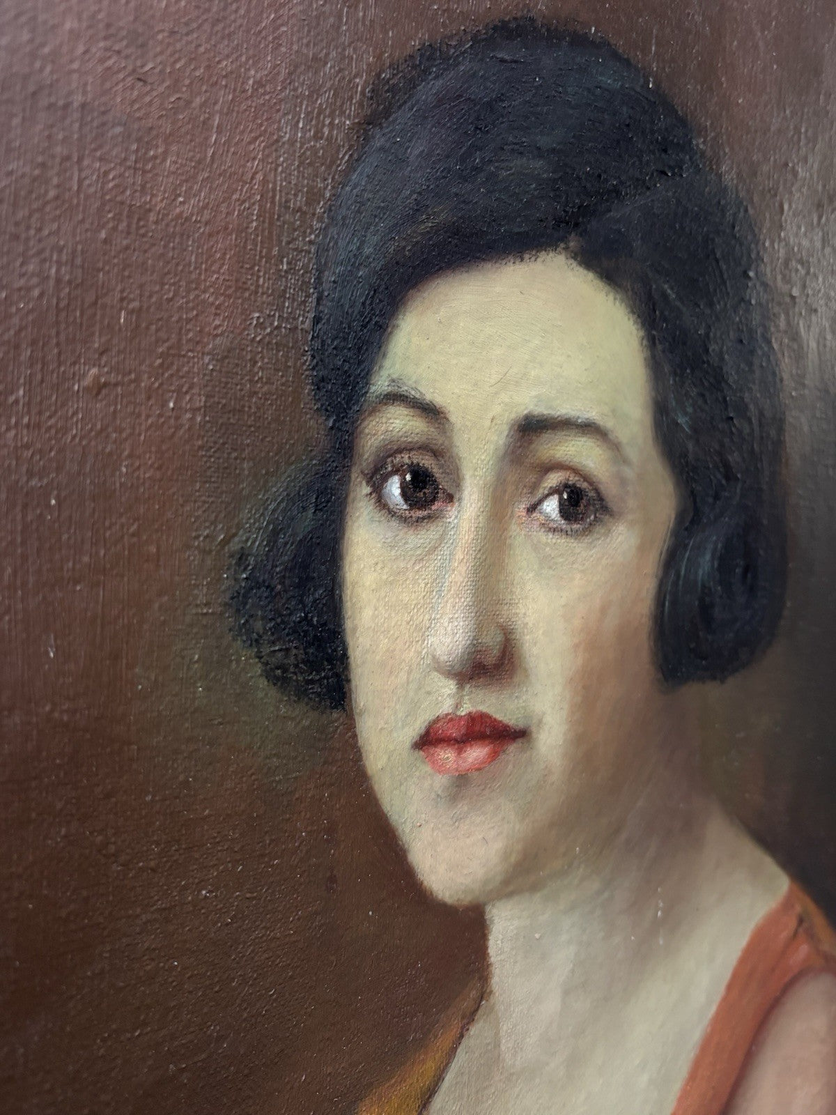 Grande quadro antico -Ritratto Di Donna- dipinto a olio su tela