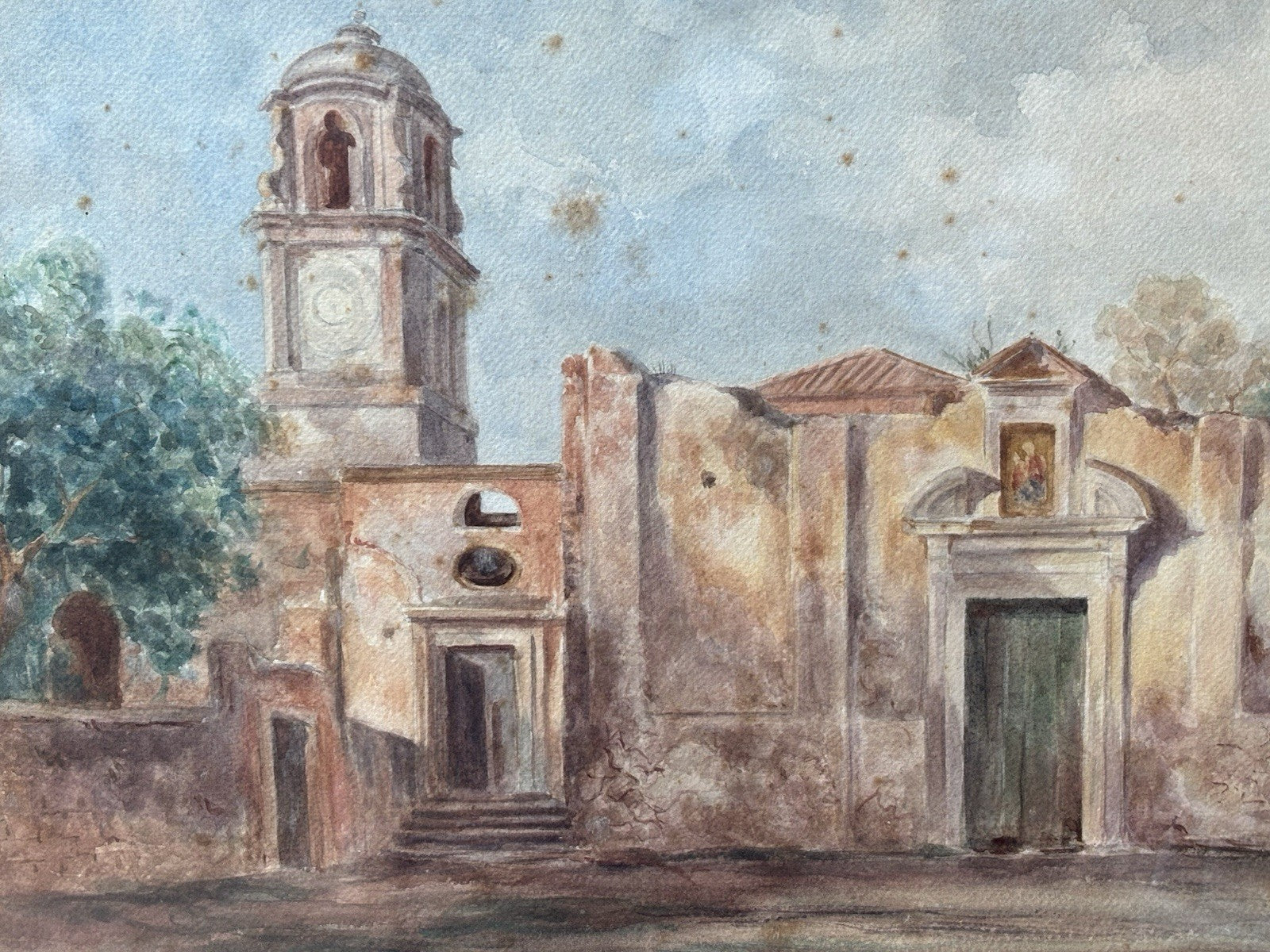 Quadro -Chiesa- realizzato ad acquerello su carta