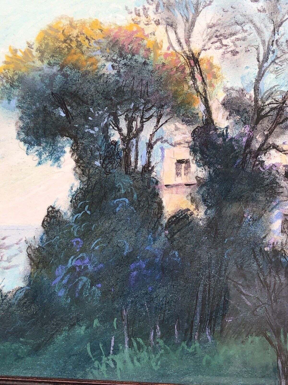Quadro vintage -Paesaggio- tecnica mista su carta