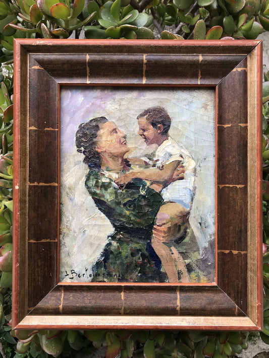 ANTICO QUADRO - MATERNITÀ- DIPINTO A OLIO SU TELA