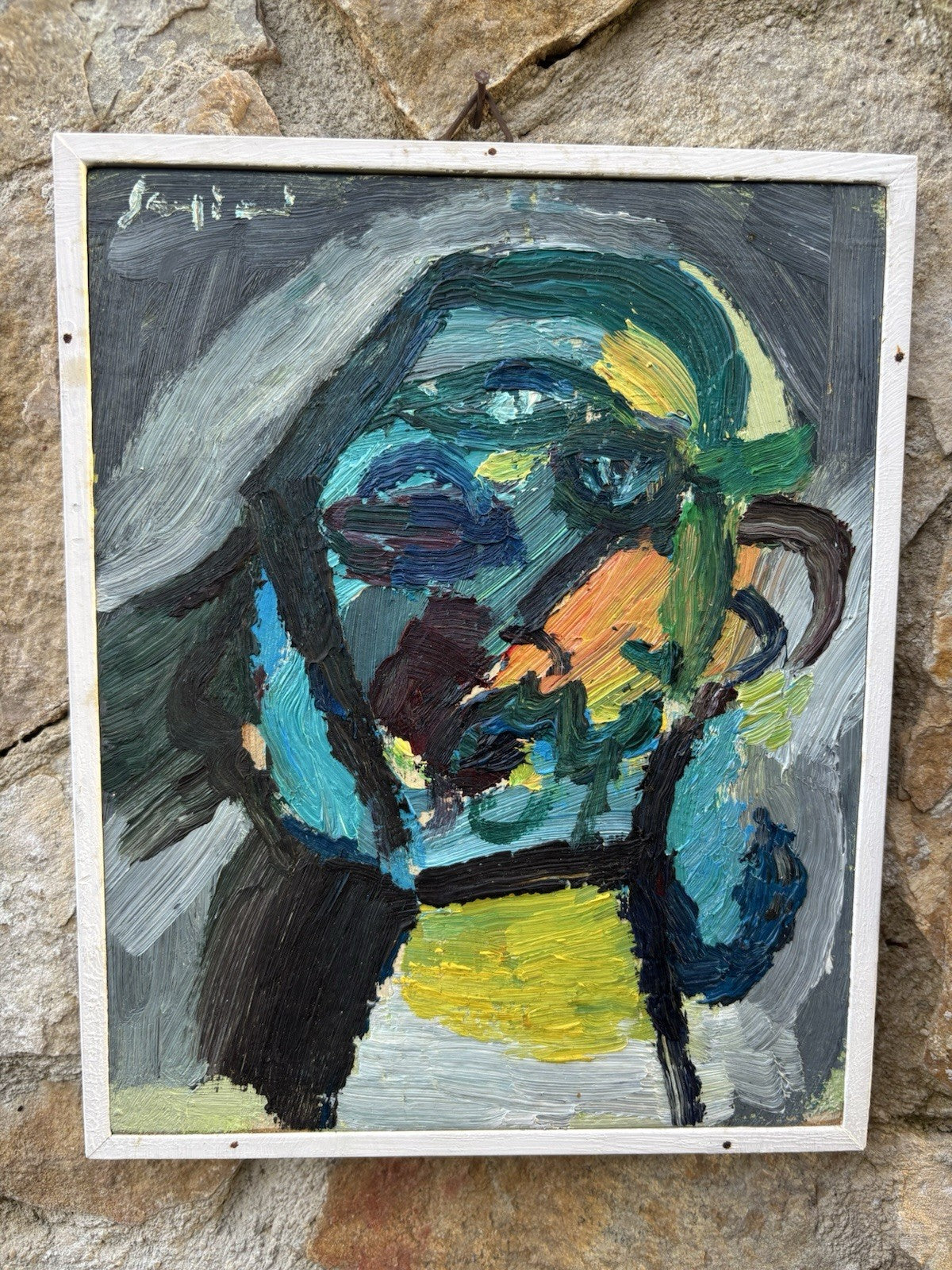 Coppia di quadri -Figure Astratte- Mario Sangiovanni dipinti ad olio