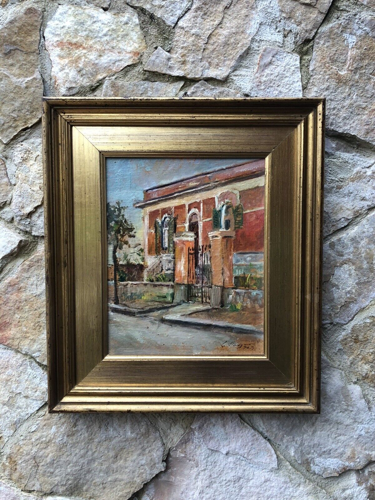 Quadro -Villa- dipinto a olio su cartoncino
