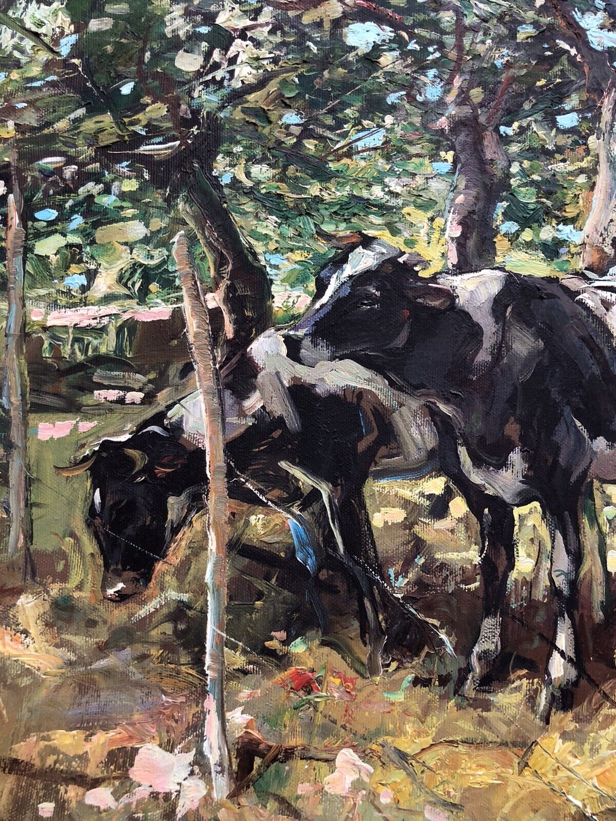 Quadro vintage -Mucche- dipinto a olio su tela