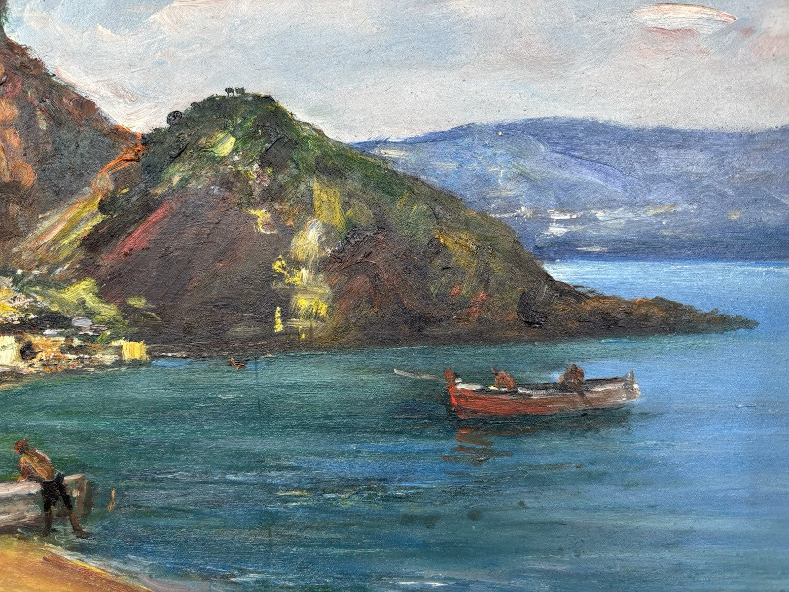 Quadro -Marina Con Barche- Giovanni Pane dipinto a olio