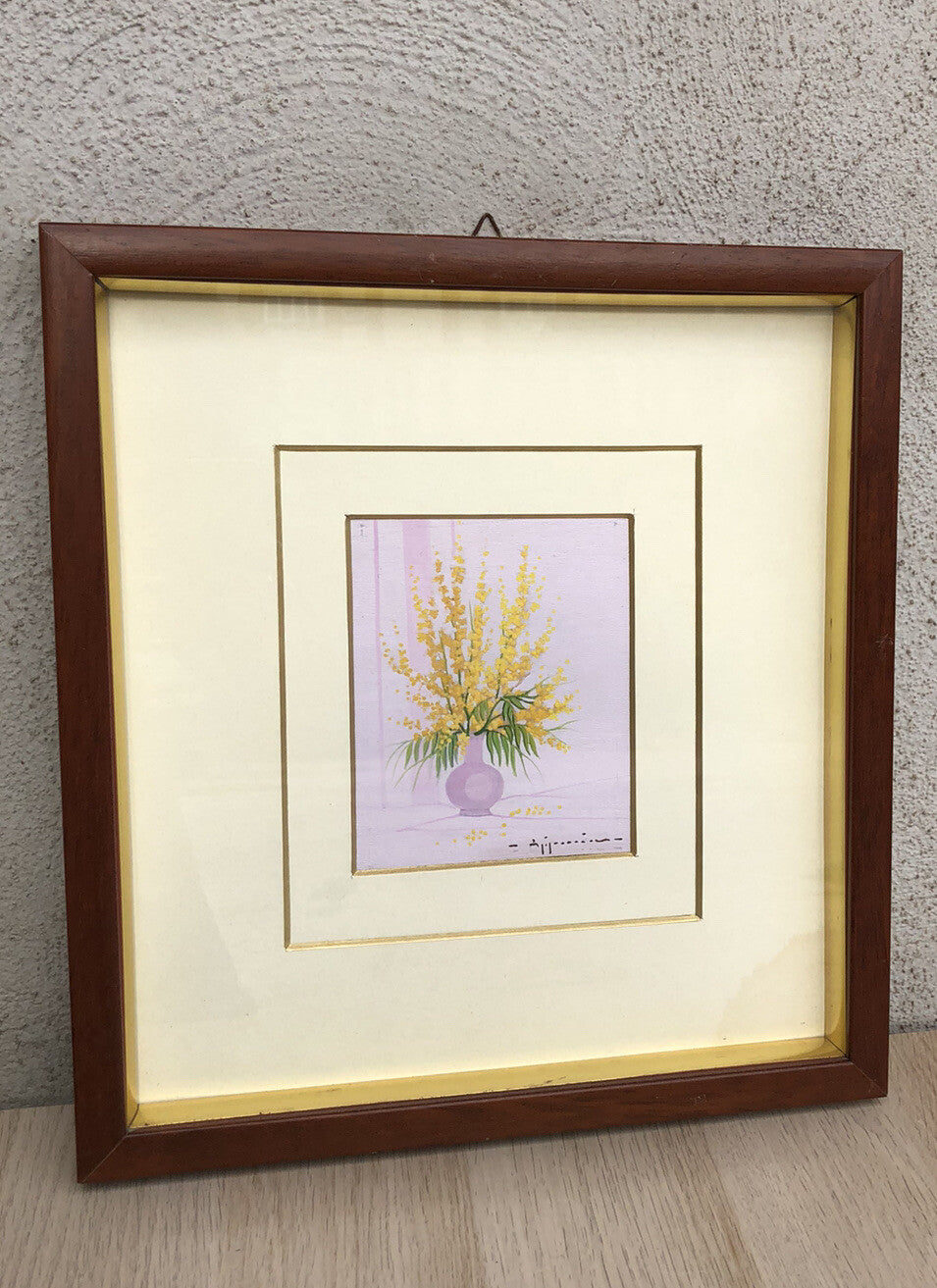 Quadro vintage -Fiori Mimose-dipinto a olio