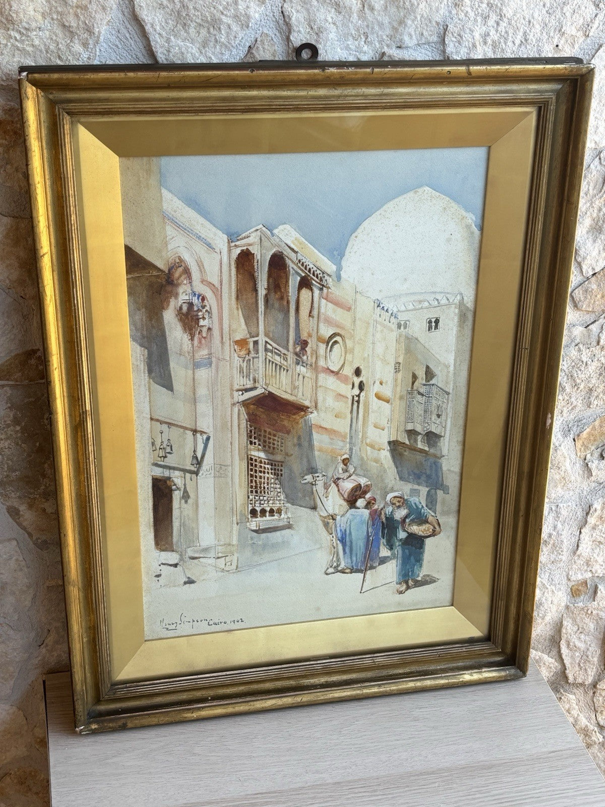 Quadro antico -Il Cairo- Henry Simpson realizzato ad acquerello su carta
