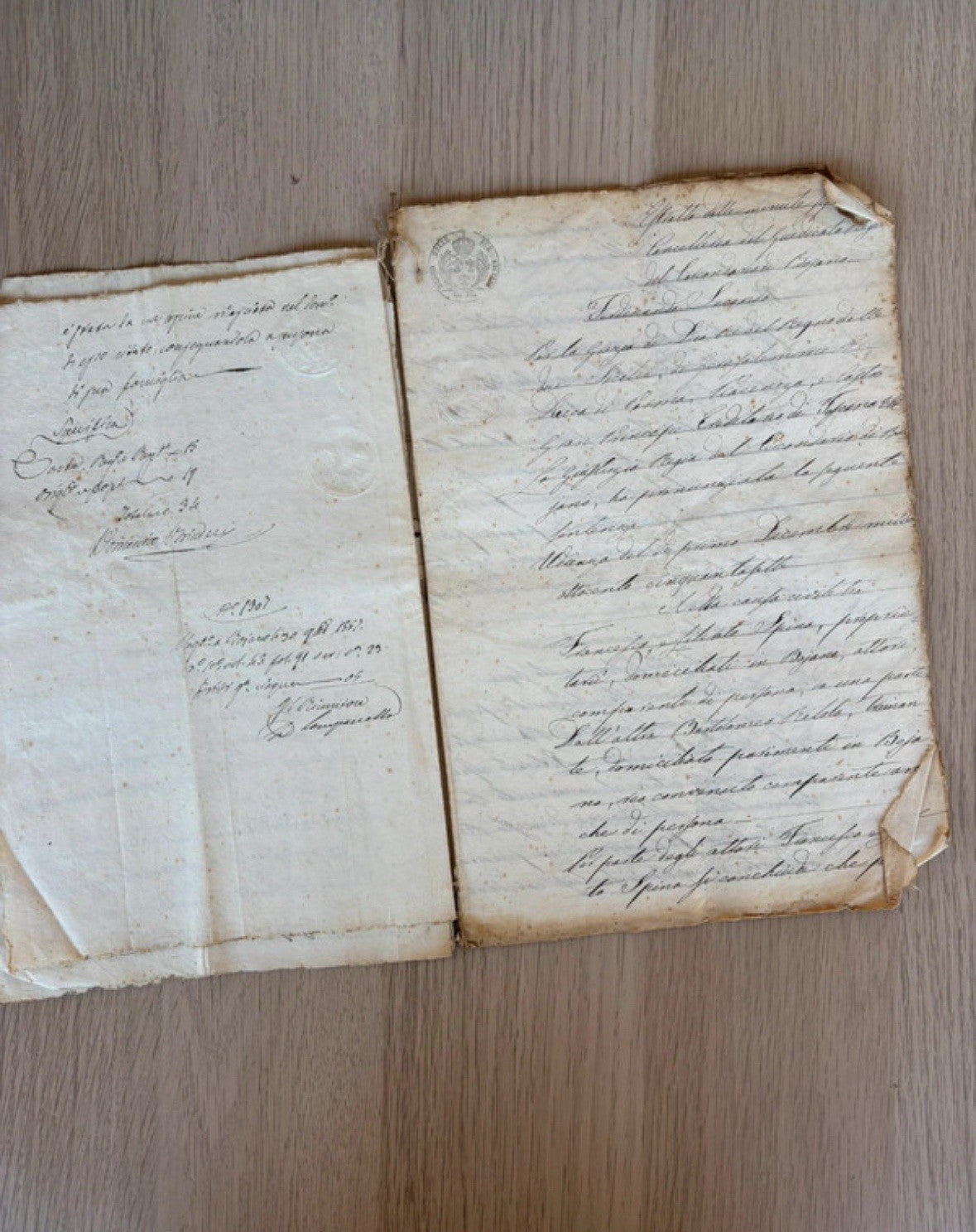 Manoscritti Antichi, Documenti 1800 Con Timbri Del Regno Delle Due Sicilie