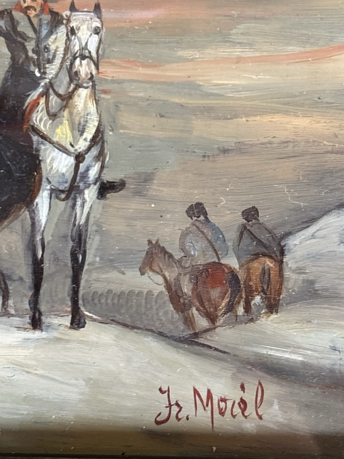 Coppia Di Quadri Vintage, Miniature Dipinte A Olio Su Rame