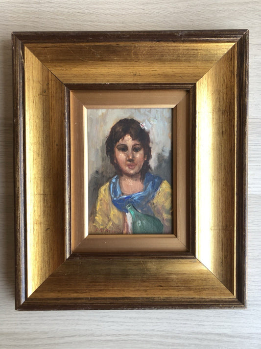 Quadro -Figura Di Donna- dipinto a olio su tavoletta