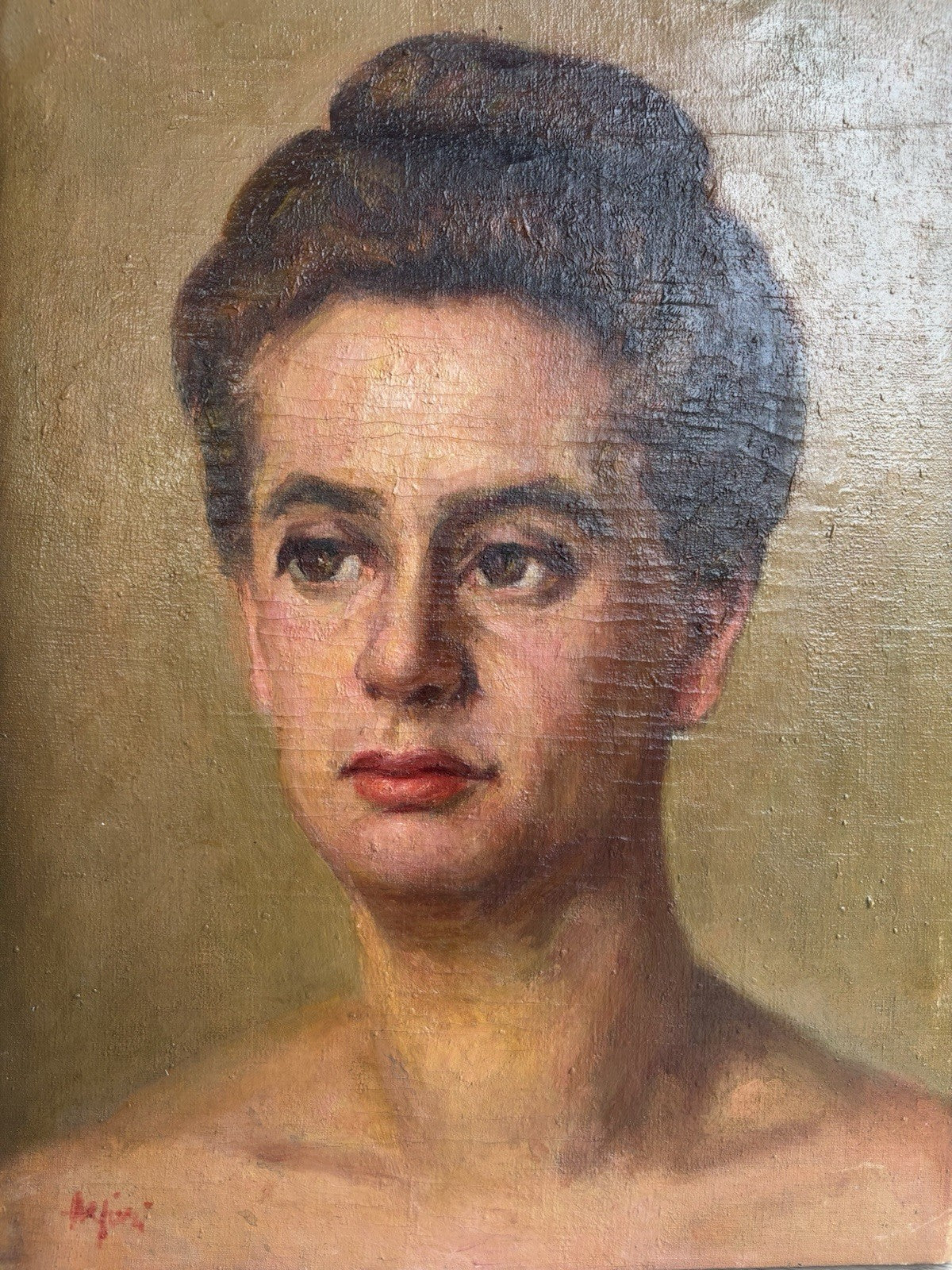 Quadro antico -Figura Di Donna- dipinto a olio su tela