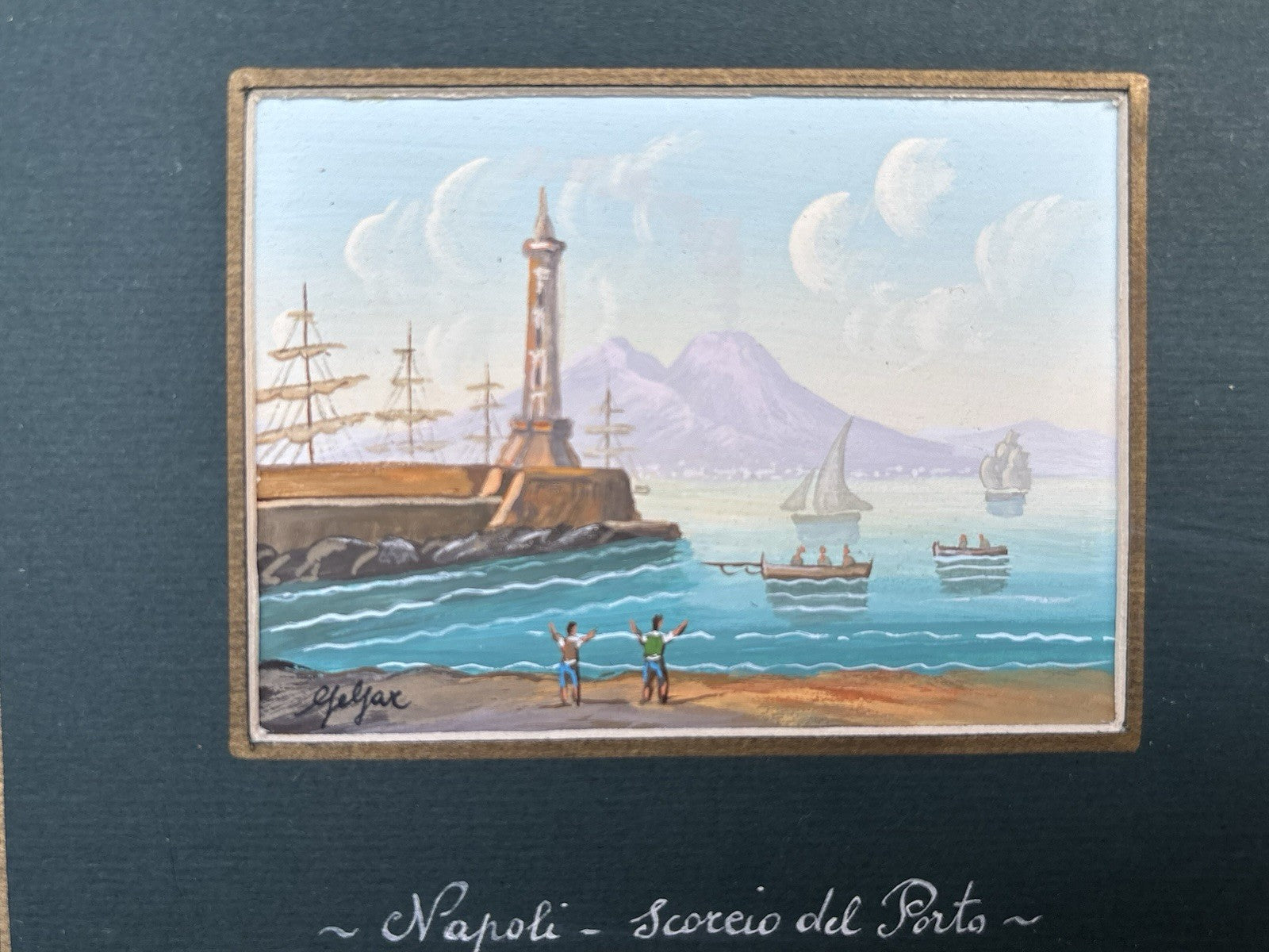 Gouache Vintage Dipinti Su Carta -Vedute Di Napoli-