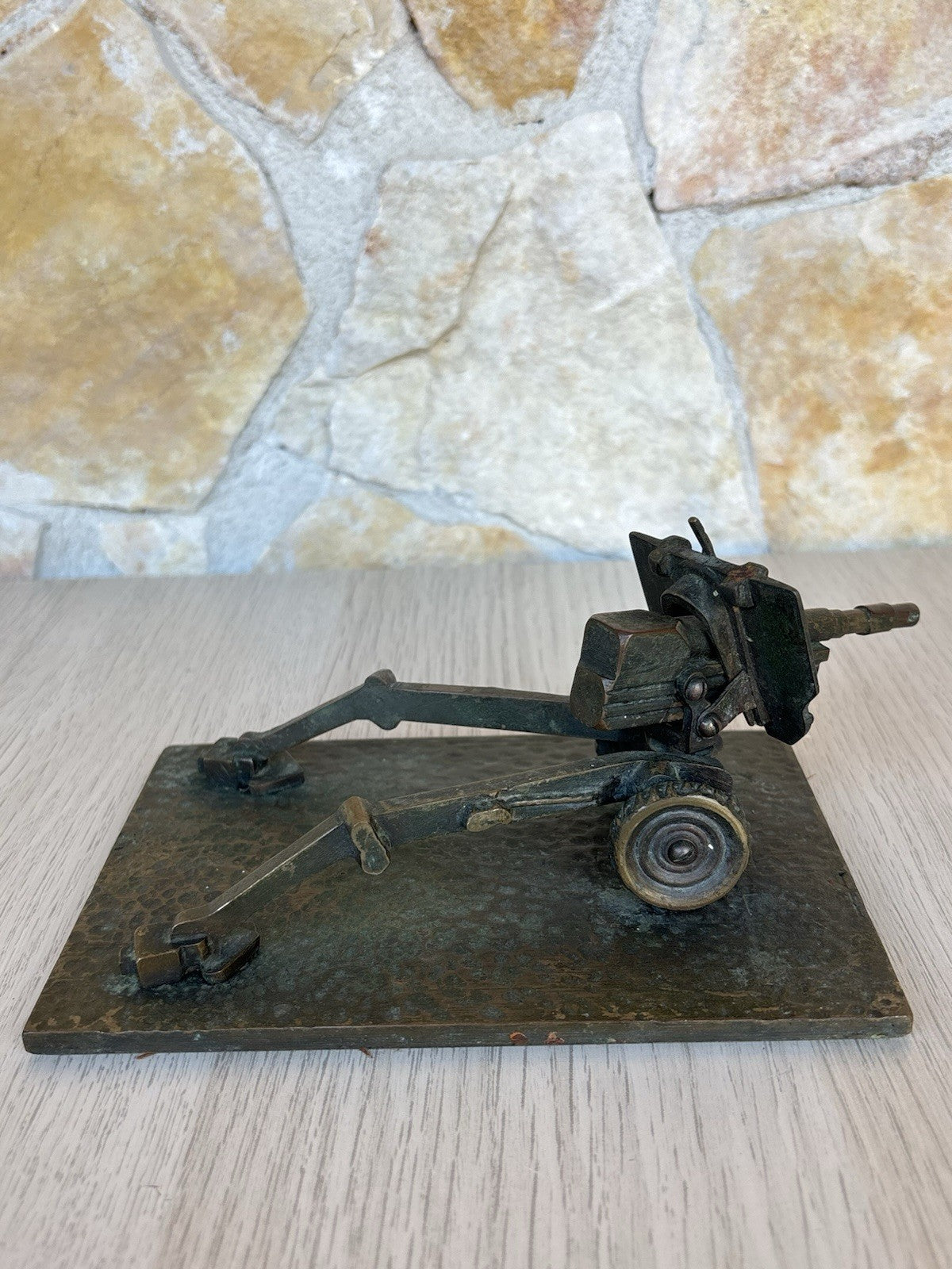 Scultura Vintage Cannone In Bronzo