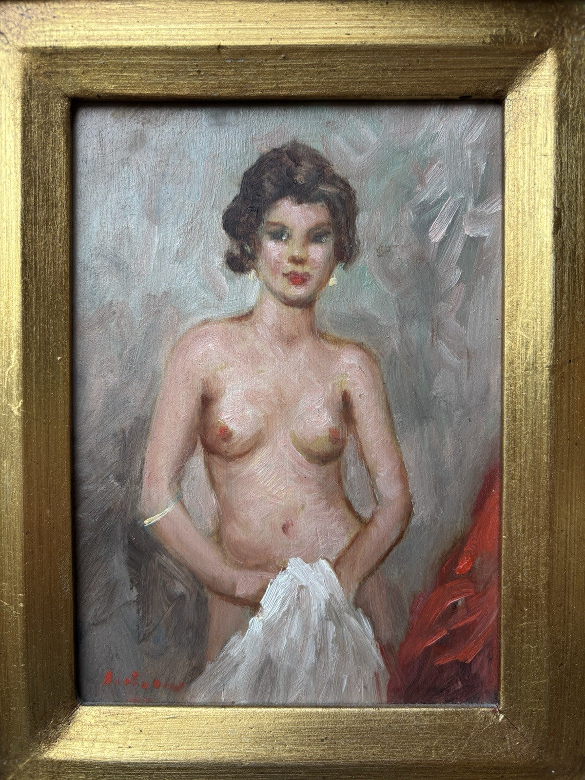 Quadro -Mezzo Nudo- dipinto a olio su tavoletta