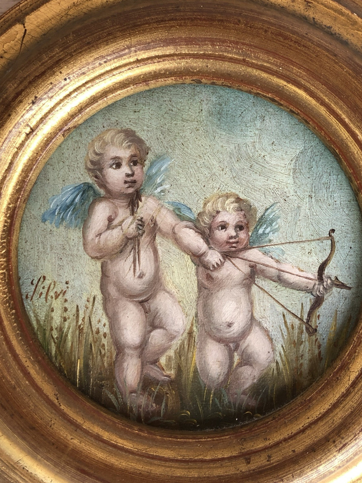 Coppia Di Quadri Vintage, Puttini, Dipinti A Olio