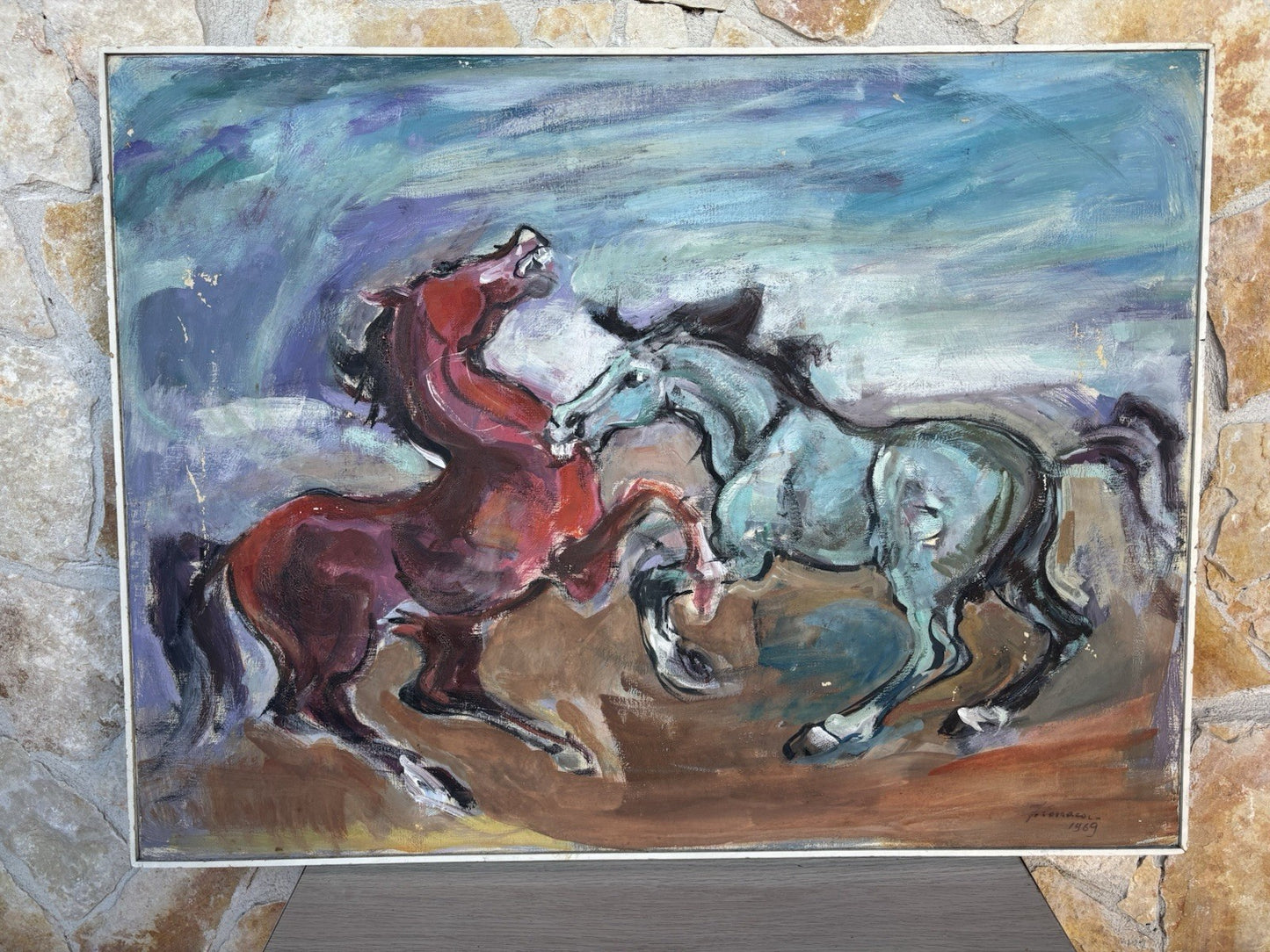 Quadro -Cavalli- Ferruccio Torraca- dipinto a olio su tela