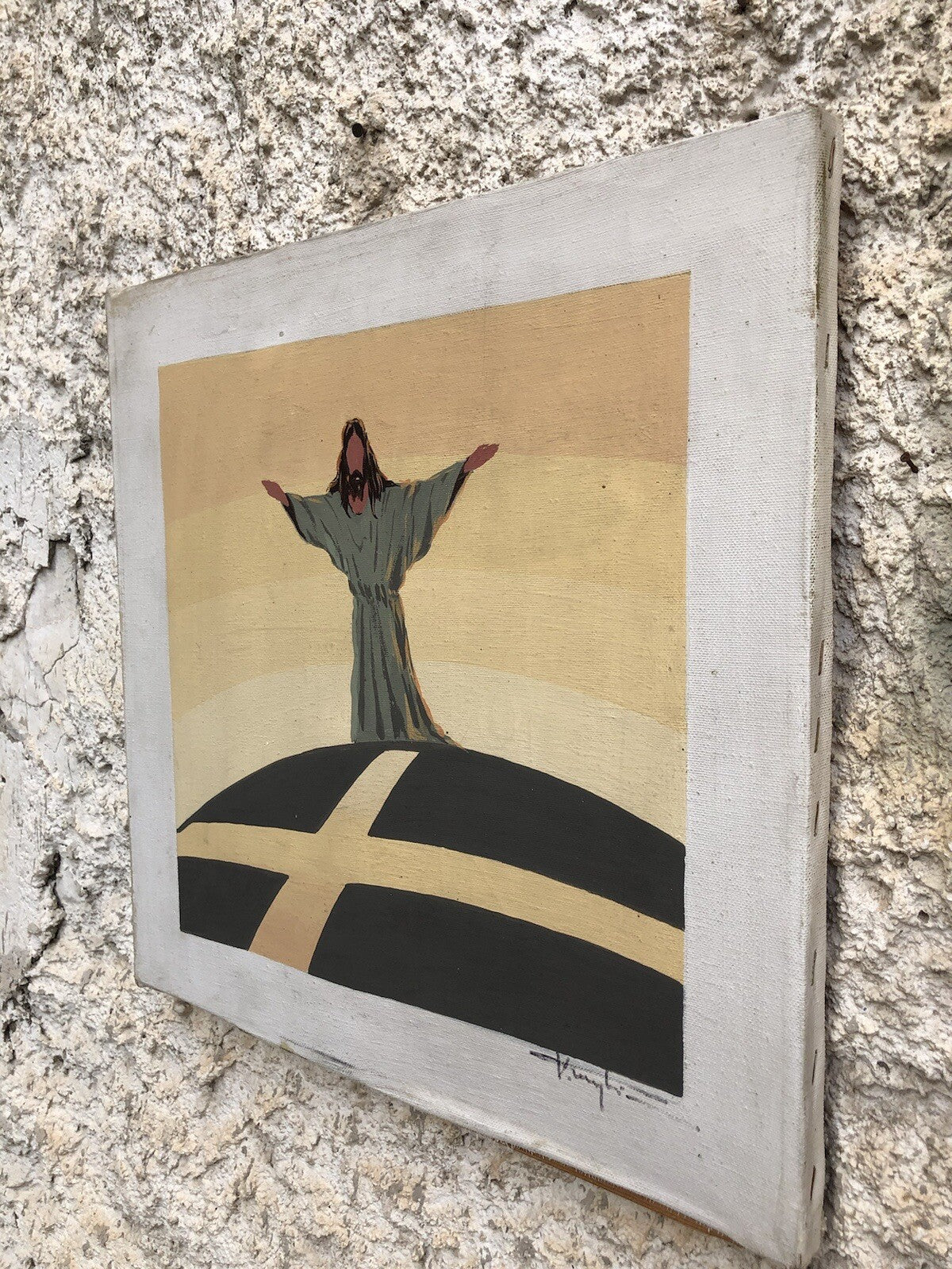 Quadro vintage -Immagine Sacra- dipinto ad acrilico su tela