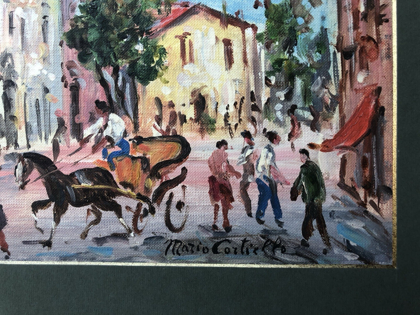 Quadro -Carrozzella Con Figure- Mario Cortiello dipinto a olio