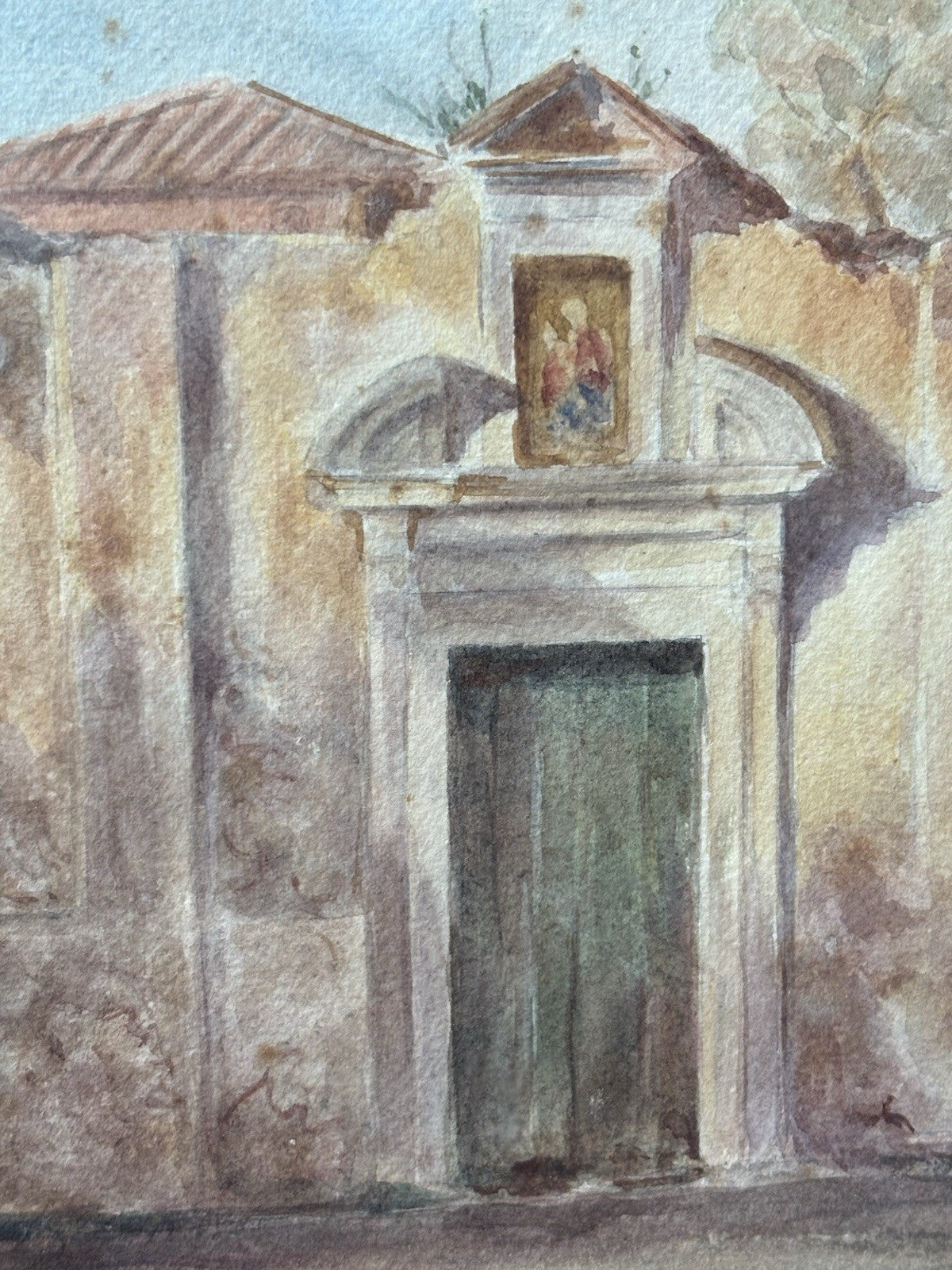 Quadro -Chiesa- realizzato ad acquerello su carta