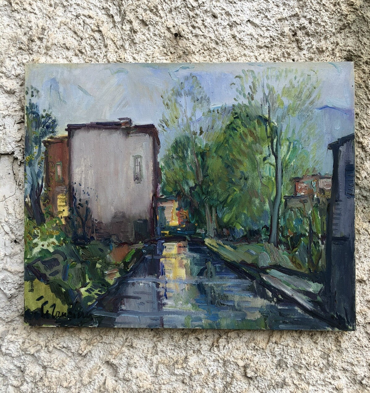 Quadro vintage -Al Sarno- dipinto a olio su tela