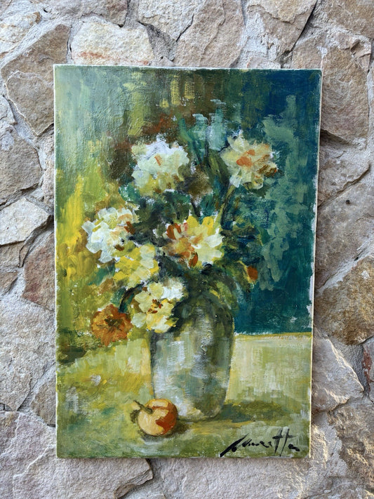 Quadro -Vaso Con Fiori- dipinto a olio su tela